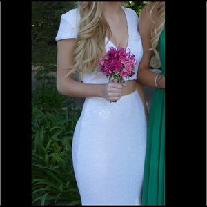 White sequined two piece dress